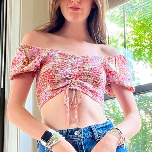 NWOT floral cropped top